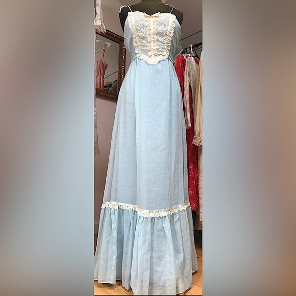 Vintage Dresses & Skirts - Vintage Candi Jones California 70s Coquette Girl Pinup Maxi Boho Sundress